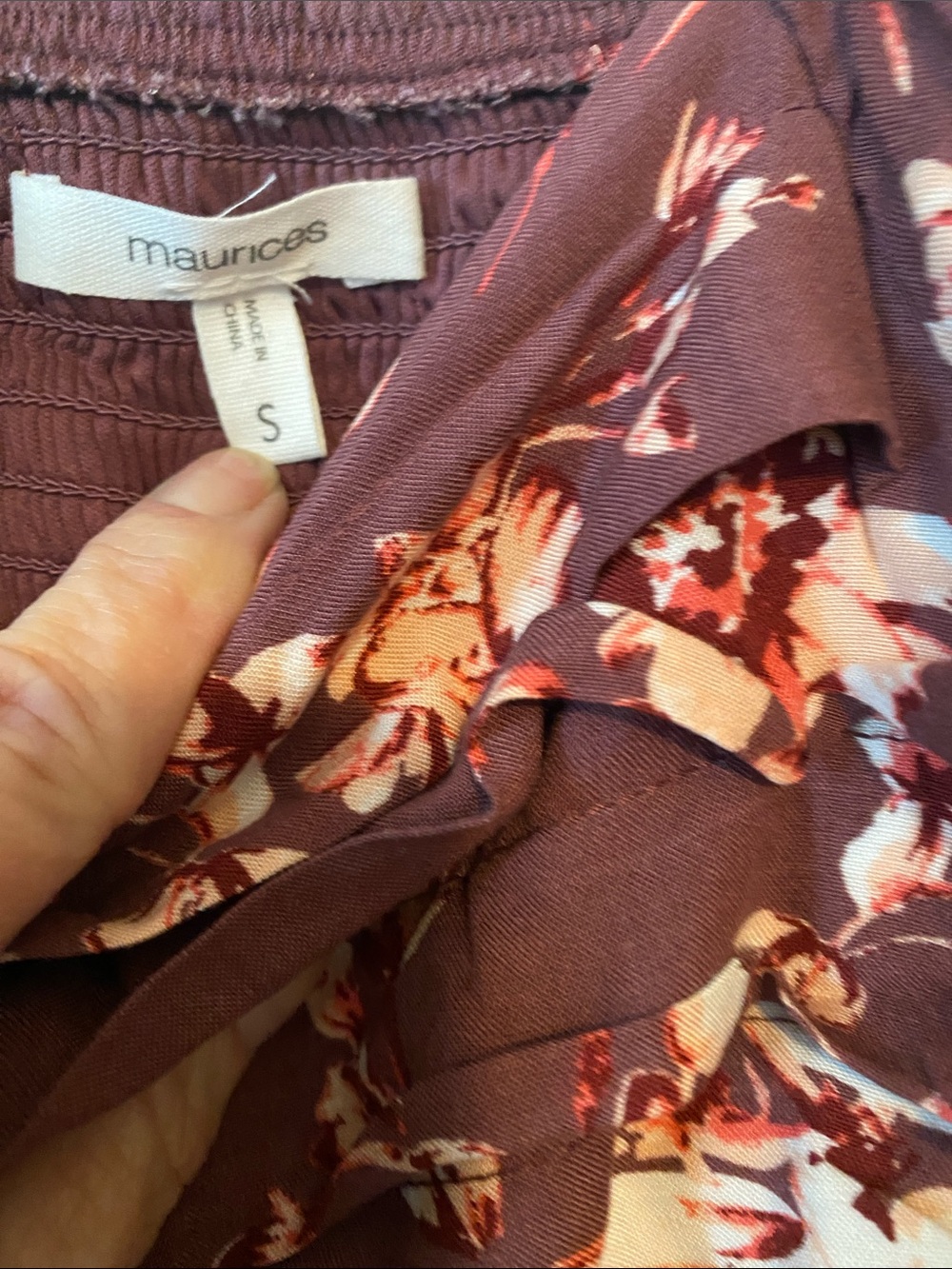 Maurices Plum Floral Maxi Dress with Puff Sleeves - Picture 3 of 3